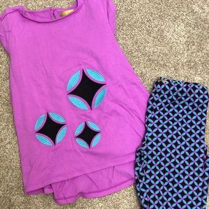 Purple and Black Star Long Sleeve and Leggings Set